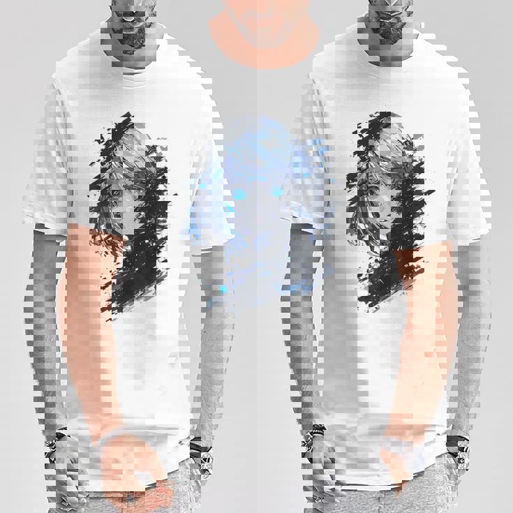 アニメ 漫画 グラフィック 青い目 アート アニメ Tシャツ 面白い贈り物