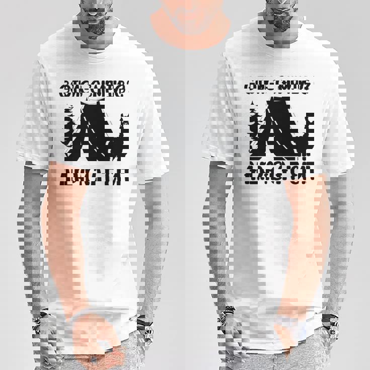 アルパカ キャンプ 恋人 テント キャンパー 行楽 キャンプ アルパカ 長袖tシャツ Tシャツ 面白い贈り物