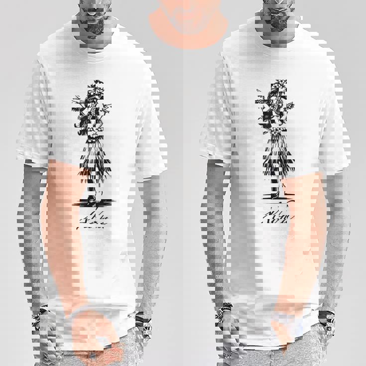 アロハ ハワイ ハワイアン ヴィンテージ ワヒネ フラダンス ダンサー ガール Tシャツ 面白い贈り物