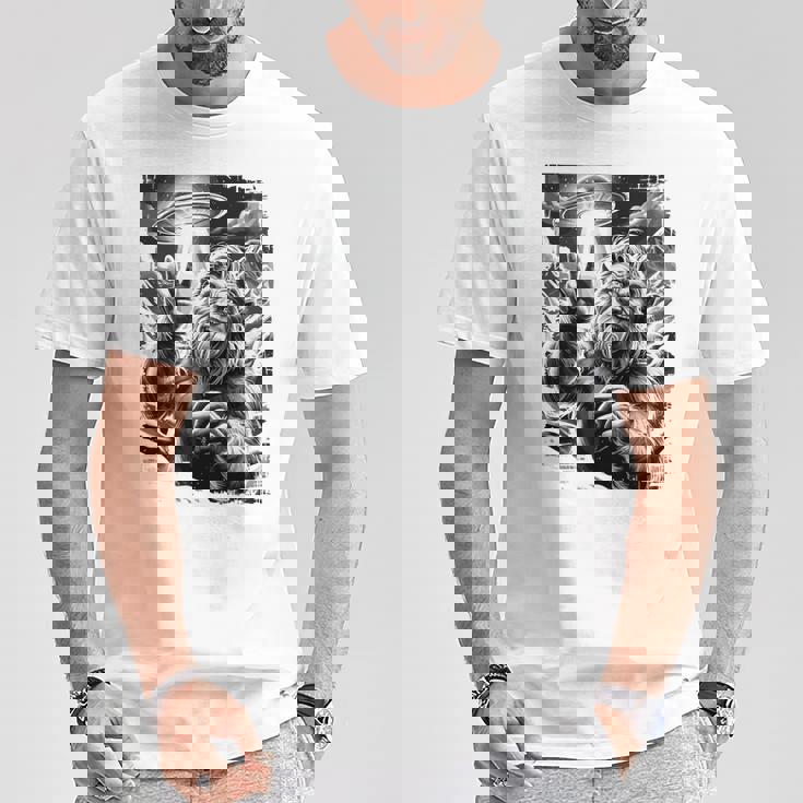 イエティ Ufo 平和 クリプティッド ユーモア マウンテン遭遇 長袖tシャツ Tシャツ 面白い贈り物