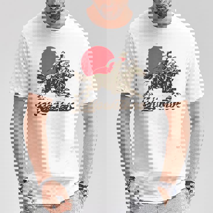 イエローストーン国立公園 カウボーイ&馬 ラングラー ビンテージ Tシャツ 面白い贈り物