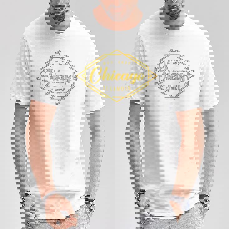 イリノイ州シカゴ-イリノイ州シカゴスタイル 長袖tシャツ Tシャツ 面白い贈り物