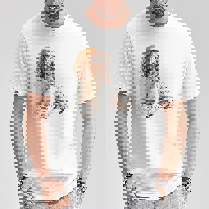 イングリッシュセッター 犬 モチーフ ペット アートワーク イングリッシュセッター Tシャツ 面白い贈り物