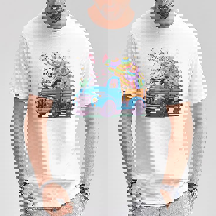 イースタートラッカー-面白いイースターバニーボーイズイースターネストトラック 長袖tシャツ Tシャツ 面白い贈り物