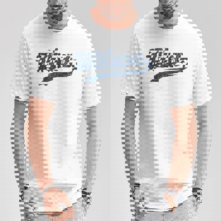 ウィルソン ノースカロライナ Nc ビンテージ スポーツ グラフィック Tシャツ 面白い贈り物