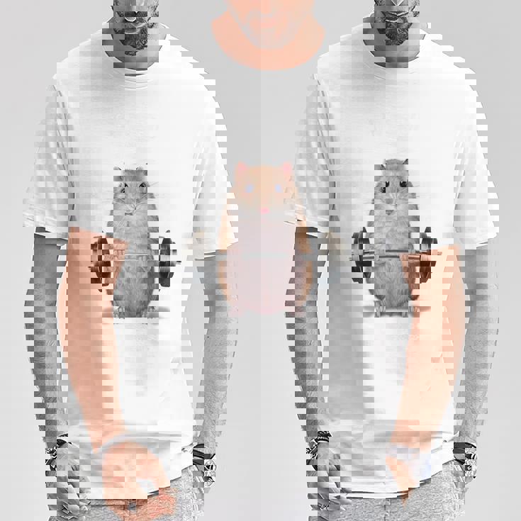 ウェイトリフティング 筋トレ バーベル やる気がないなら家に帰れ ジャンガリアンハムスター Tシャツ 面白い贈り物
