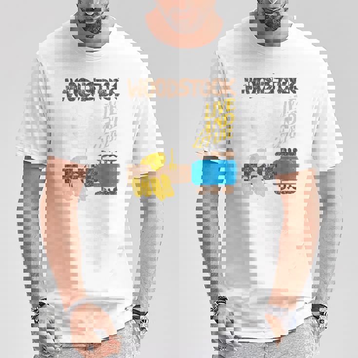 ウッドストック・ライブ・アンド・レット・ライブ Tシャツ 面白い贈り物