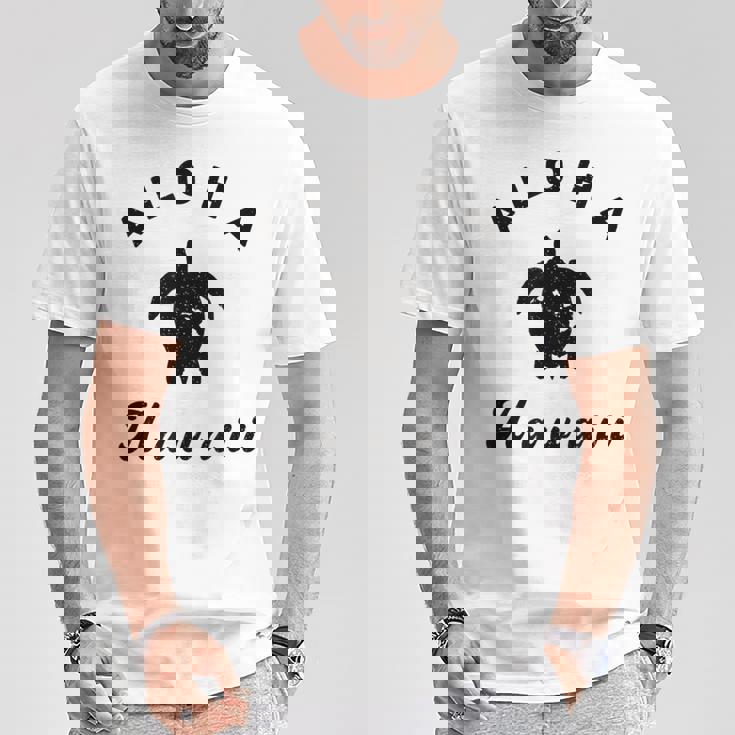 ウミガメ アロハ ハワイ Hi ハワイアンアイランド ホヌ ビンテージ クール Tシャツ 面白い贈り物