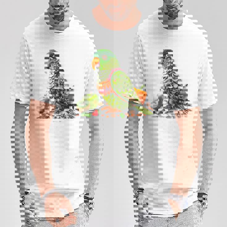 ウロコインコ フルーツアート トロピカル キウイ りんご ナッツ Tシャツ 面白い贈り物