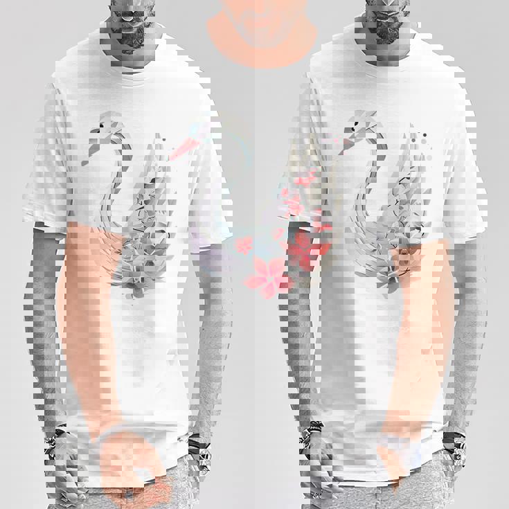 エレガントな白鳥の花 Tシャツ 面白い贈り物