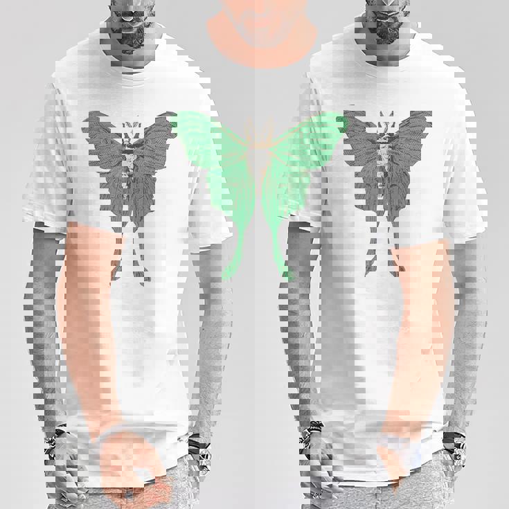 オオミズアオ ルナモス 薄い 緑色 黄緑色 蛾 Luna Moth レトロ 虫 昆虫 イラスト かっこいい おしゃれ Tシャツ 面白い贈り物