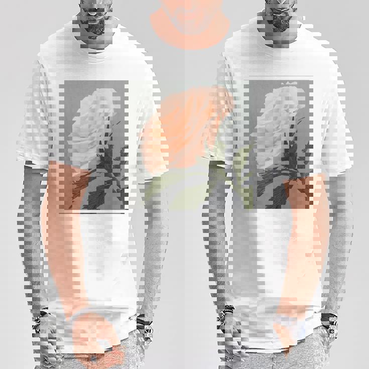 オリジナル現代アート「ピーチローズ」 Tシャツ 面白い贈り物