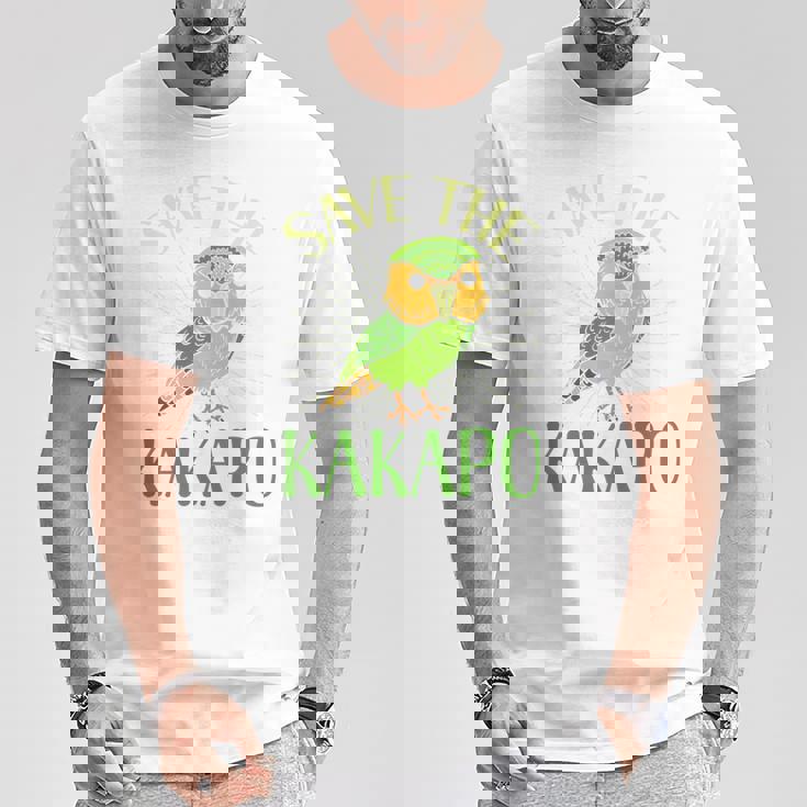 カカポ絶滅危惧保全啓発鳥を救え 長袖tシャツ Tシャツ 面白い贈り物