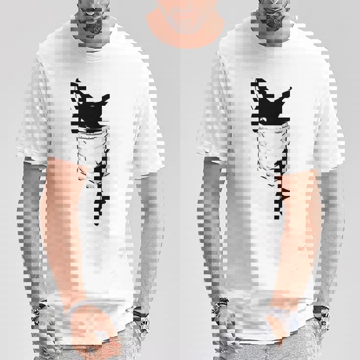 カジュアルなシャチ 面白いオルカをポケットに Tシャツ 面白い贈り物
