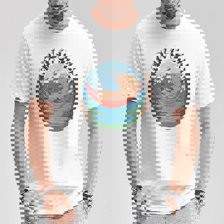 カピバラ 寝るデザイン カピバラ 飼い主 動物好き Tシャツ 面白い贈り物