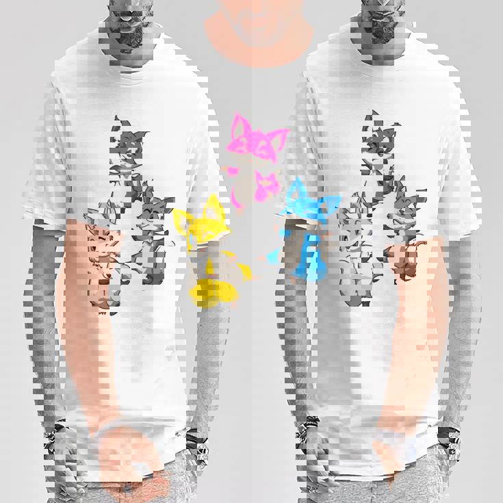 カワイイ・パンセクシュアル・プライド・フォックス 長袖tシャツ Tシャツ 面白い贈り物