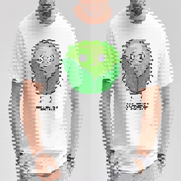 キャベツ 顔 イラスト かわいい おもしろ 面白い 簡単 シンプル ゆるい 野菜 Tシャツ 面白い贈り物