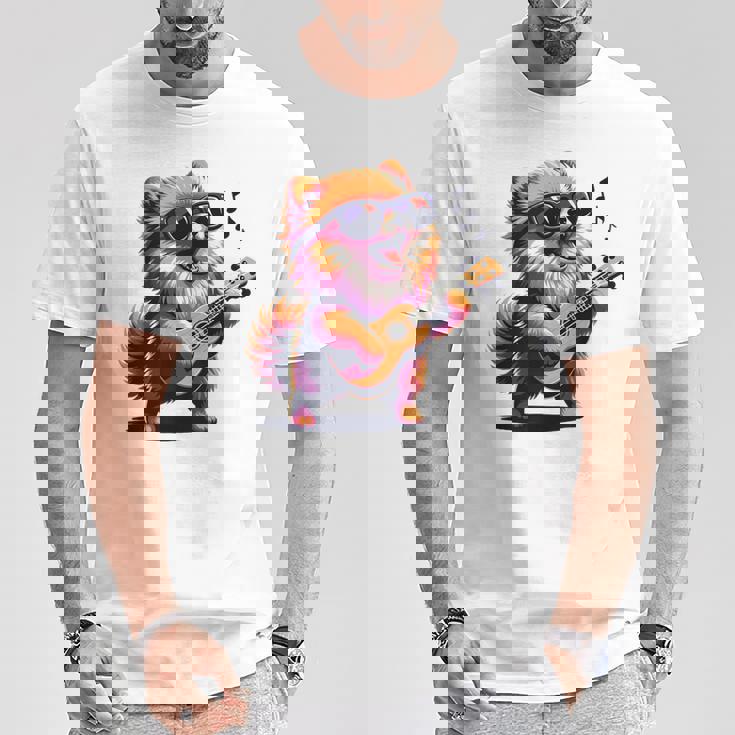 ギターを弾く犬 ポメラニアン 面白い Tシャツ 面白い贈り物