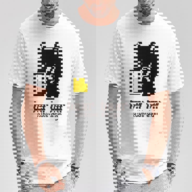 クマ ビール ドット絵 かわいい レトロ Tシャツ 面白い贈り物