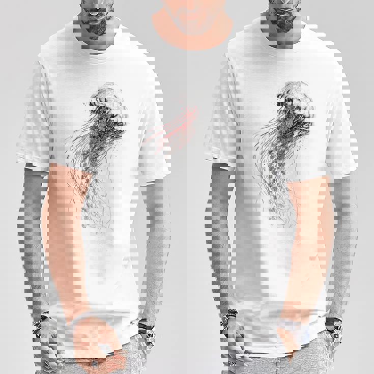 クラゲ 図面 グラフィック 動物 アート クラゲ Tシャツ 面白い贈り物