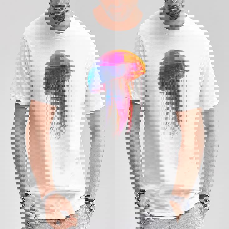 クラゲ 幾何学模様 動物 抽象 カラフル アート クラゲ Tシャツ 面白い贈り物