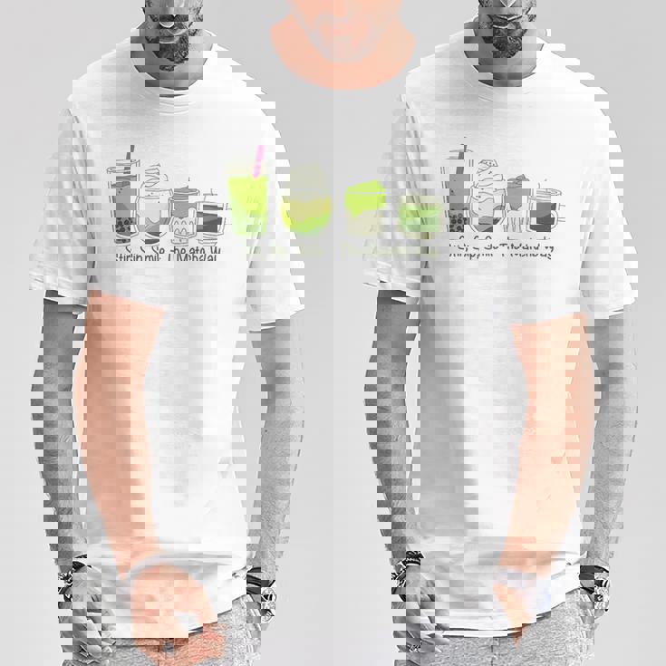 クリーミーダルゴナ抹茶ボバティー、スマイル、抹茶の方法 Tシャツ 面白い贈り物