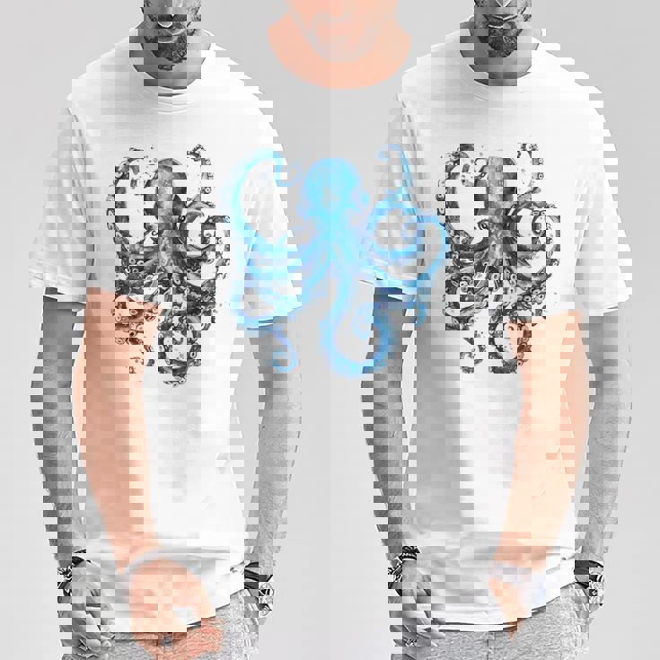 クール ブルー タコ 海 海 好き 触手 タコ好き Tシャツ 面白い贈り物