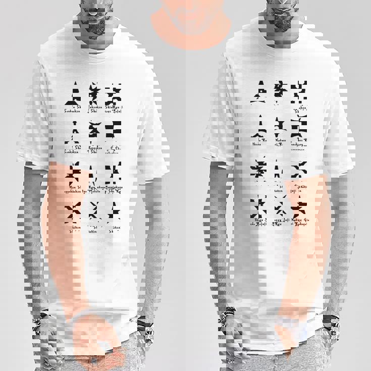 クールなタイプの忍者スターと手裏剣格闘技tシャツ Tシャツ 面白い贈り物