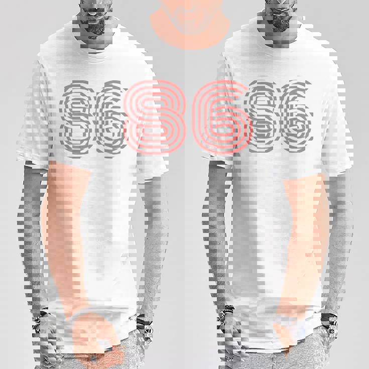 クールなレトロなレタリングジャージ、背番号86 1986 Tシャツ 面白い贈り物