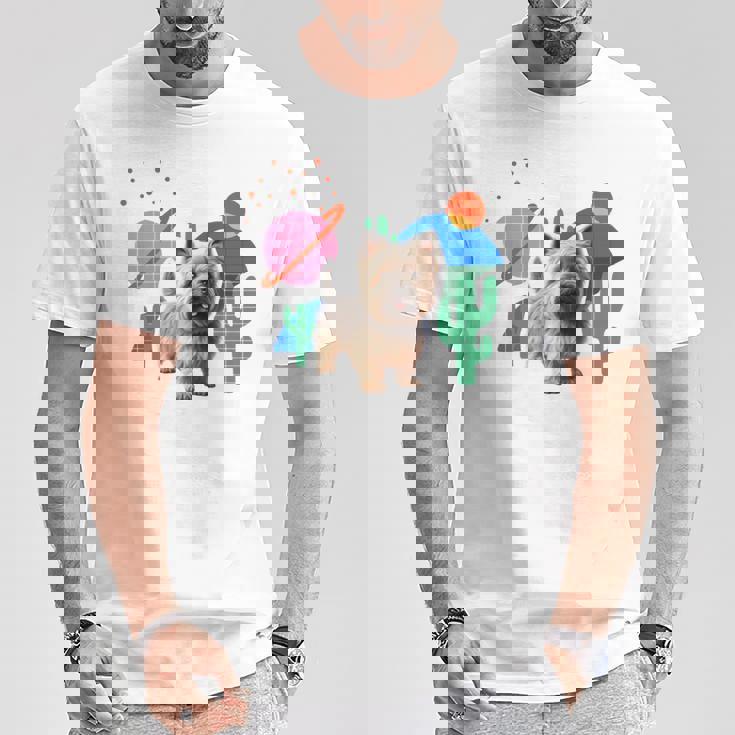 ケアンテリア デザートデザイン犬 長袖tシャツ Tシャツ 面白い贈り物