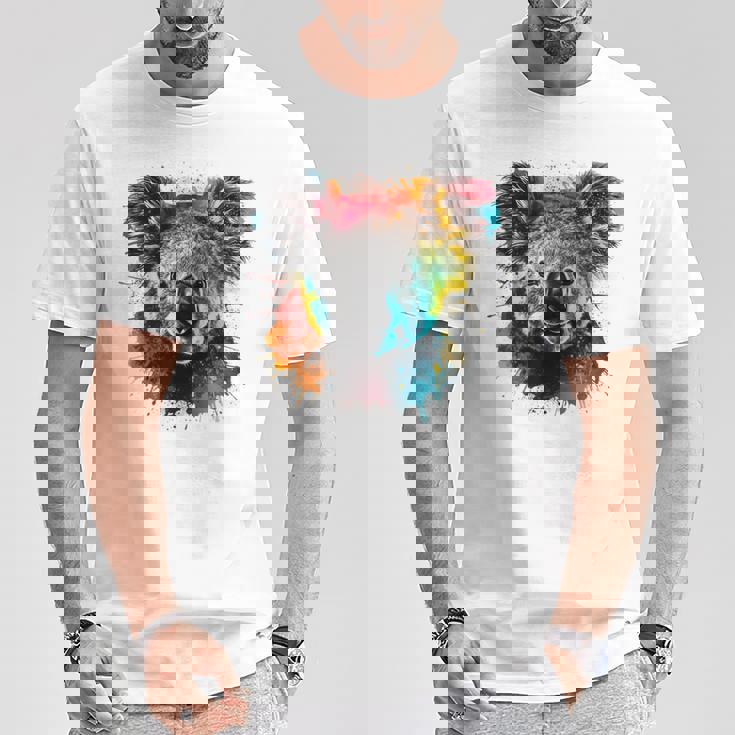 コアラ アートワーク カラフル アートアニマル コアラ Tシャツ 面白い贈り物