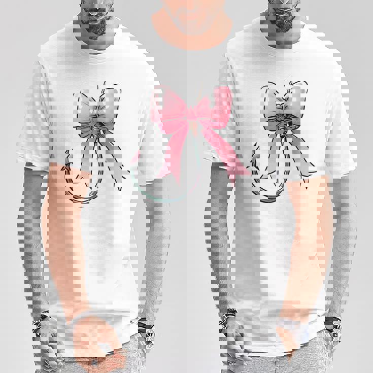 コケット ボウ 釣り フィッシャーフック ピンクリボン ママ 母の日 Tシャツ 面白い贈り物