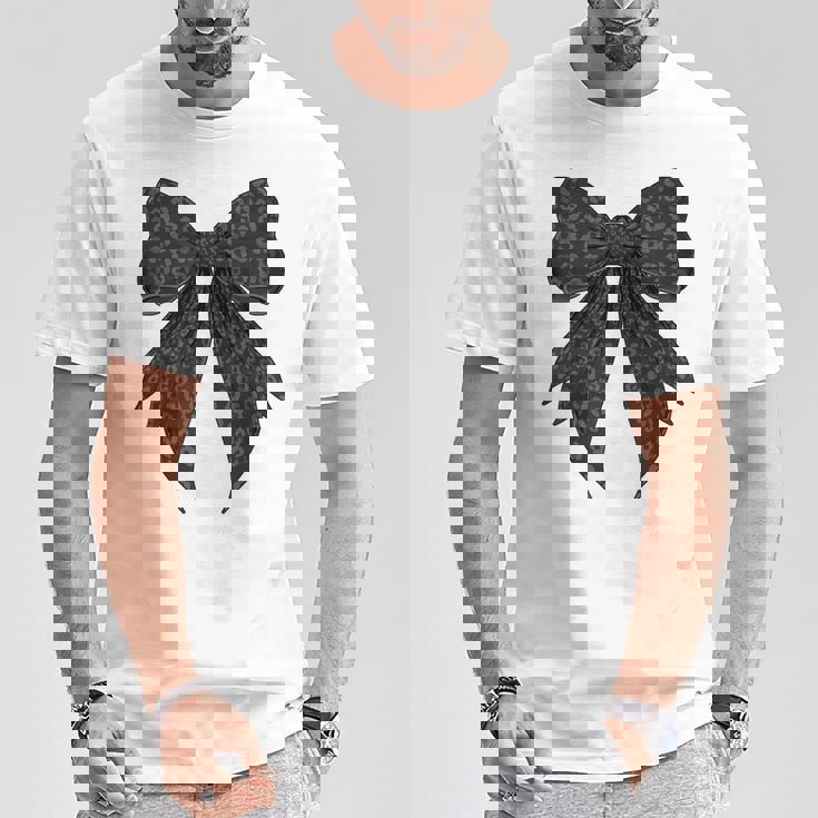 コケット リボン ブラック グレー チーター ヒョウ柄 女の子 ママ Tシャツ 面白い贈り物