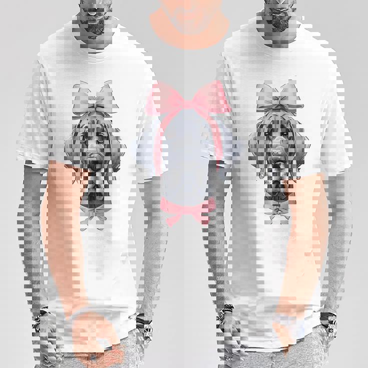 コケットボウ グレートデーン 犬 ママ ピンクリボン キュート 母の日 Tシャツ 面白い贈り物