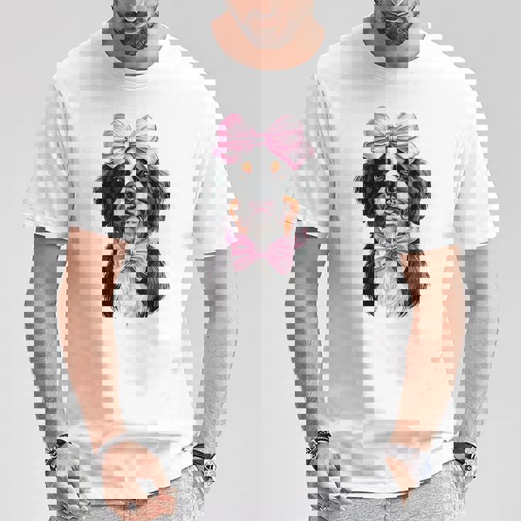 コケットボウ バーニーズマウンテンドッグ ママピンクリボンガール Tシャツ 面白い贈り物