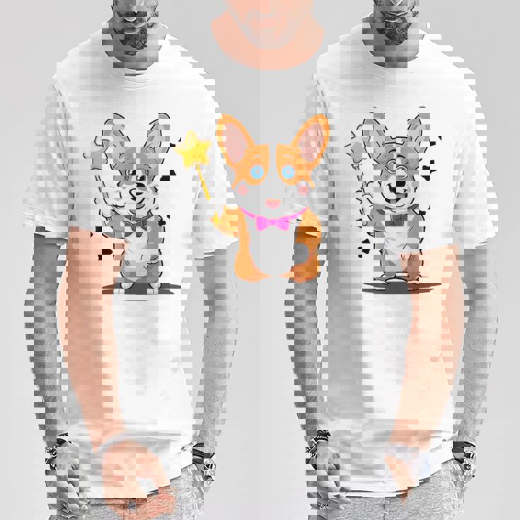 コーギー・マジシャン マジックコスチューム Tシャツ 面白い贈り物