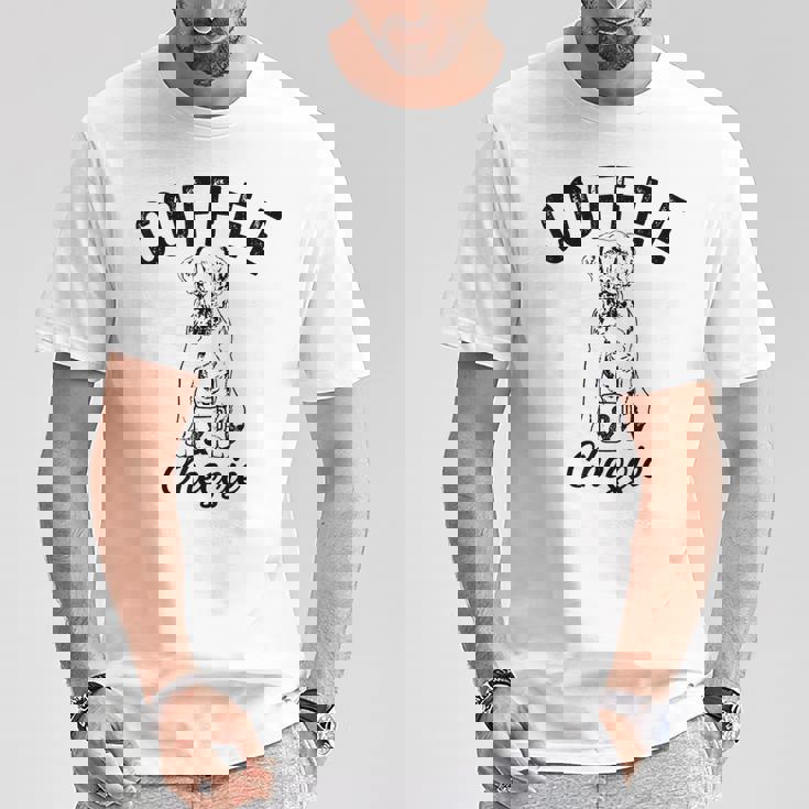 コーヒーとチェシー犬 チェサピークベイレトリーバー 子犬 Tシャツ 面白い贈り物