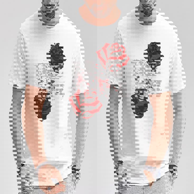 ゴシック ローズ パンク ラブ バレンタイン 学生 ロックミュージック ギグ 長袖tシャツ Tシャツ 面白い贈り物