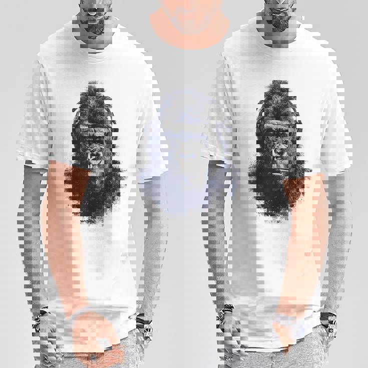 ゴリラ 描画 動物 イラスト 抽象画 アート ゴリラ Tシャツ 面白い贈り物