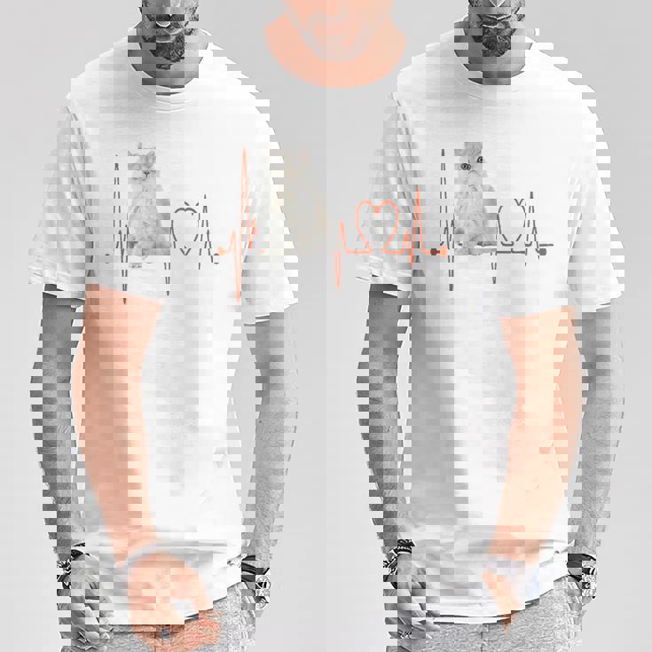 ゴールデンチンチラ ペルシャ猫 ハートビート Ekg I Love My Cats Tシャツ 面白い贈り物