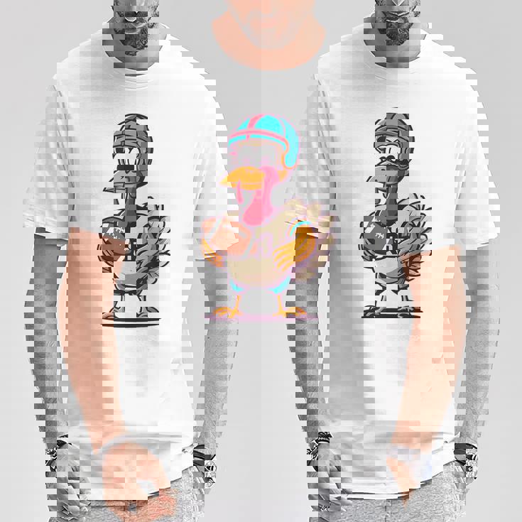 サンクスギビング かわいい七面鳥 アメリカンフットボール ボーイズ キッズ Tシャツ 面白い贈り物