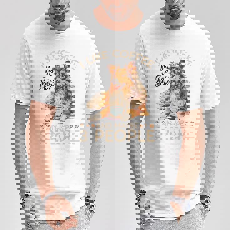 シェットランド・シープドッグ犬用シェルティ I Like Coffee Myheltie Tシャツ 面白い贈り物