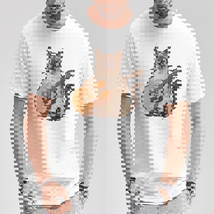 シャム猫ギタリスト ミーザー ギター奏者 Tシャツ 面白い贈り物