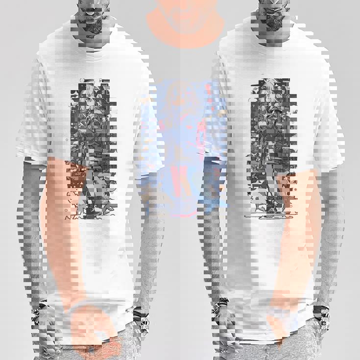 シャーク ワイフ 東京 アニメ ワイフ 女の子 かわいい カワイイ 漫画 レトロ 長袖tシャツ Tシャツ 面白い贈り物