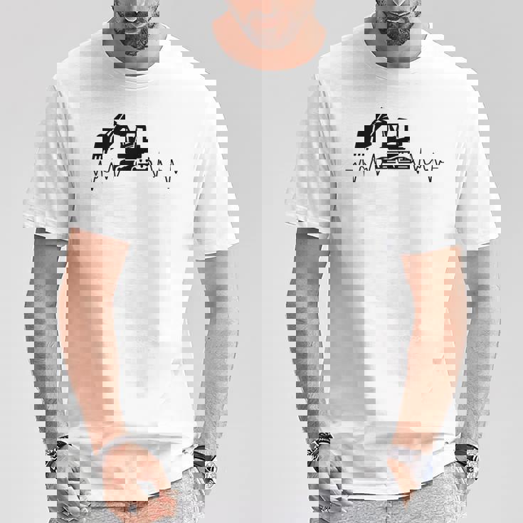 ショベル ハートビート 重機 オペレーター ハートビート Tシャツ 面白い贈り物