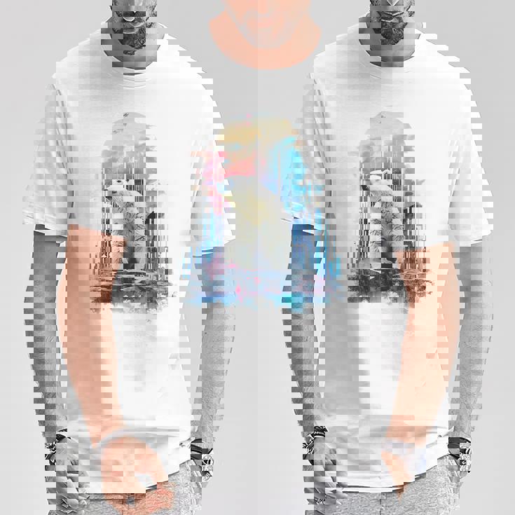 シロクマ 動物 カラフル 動物園 アート 描画 シロクマ Tシャツ 面白い贈り物