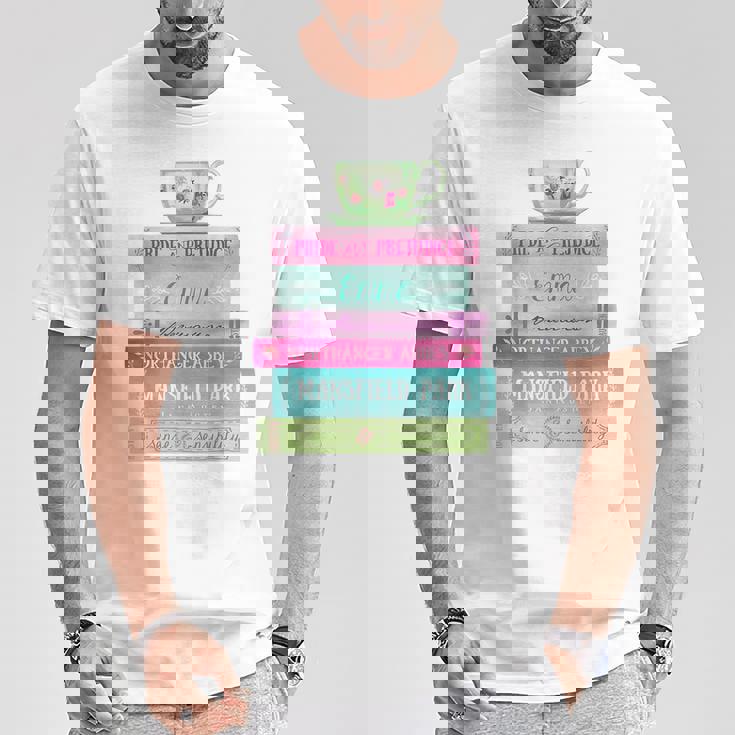 ジェーン・オースティン 本 スタック ティー 文学 文学 Tシャツ 面白い贈り物