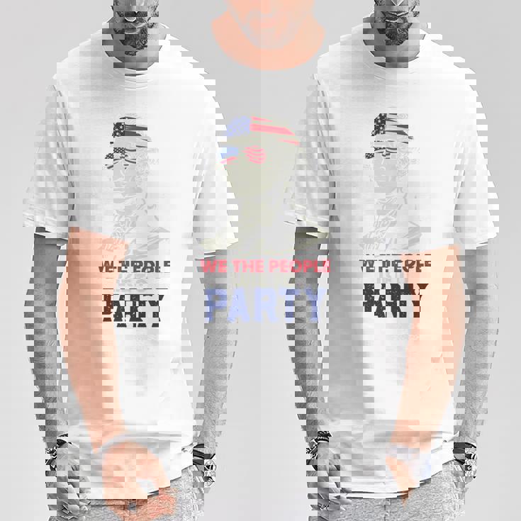 ジョージ・ワシントン ファンスターズ ストリップ アメリカ国旗 7月4日 ペイトリオット 長袖tシャツ Tシャツ 面白い贈り物