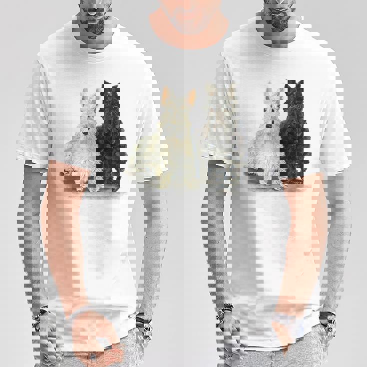 スコティッシュテリア犬の所有者ペット所有者アートデザイン Tシャツ 面白い贈り物