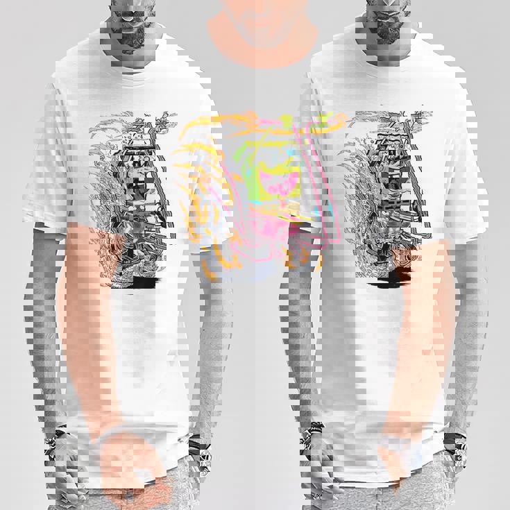 スポンジボブ スクエアパンツ スポンジボブ コミックバイク Tシャツ 面白い贈り物